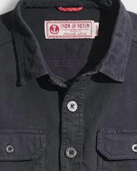 Iron & Resin Men's Journeyman Flex Shirt in charcoal - men's shirt - detail view