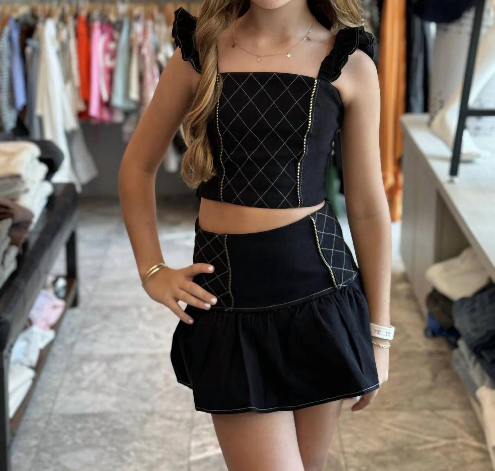If So - Quilted Ruffle Skort Skirt
