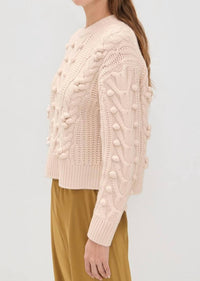 Ulla Johnson Indra Cable Knit Pullover Sweater in alabaster - women's sweater - alternate view