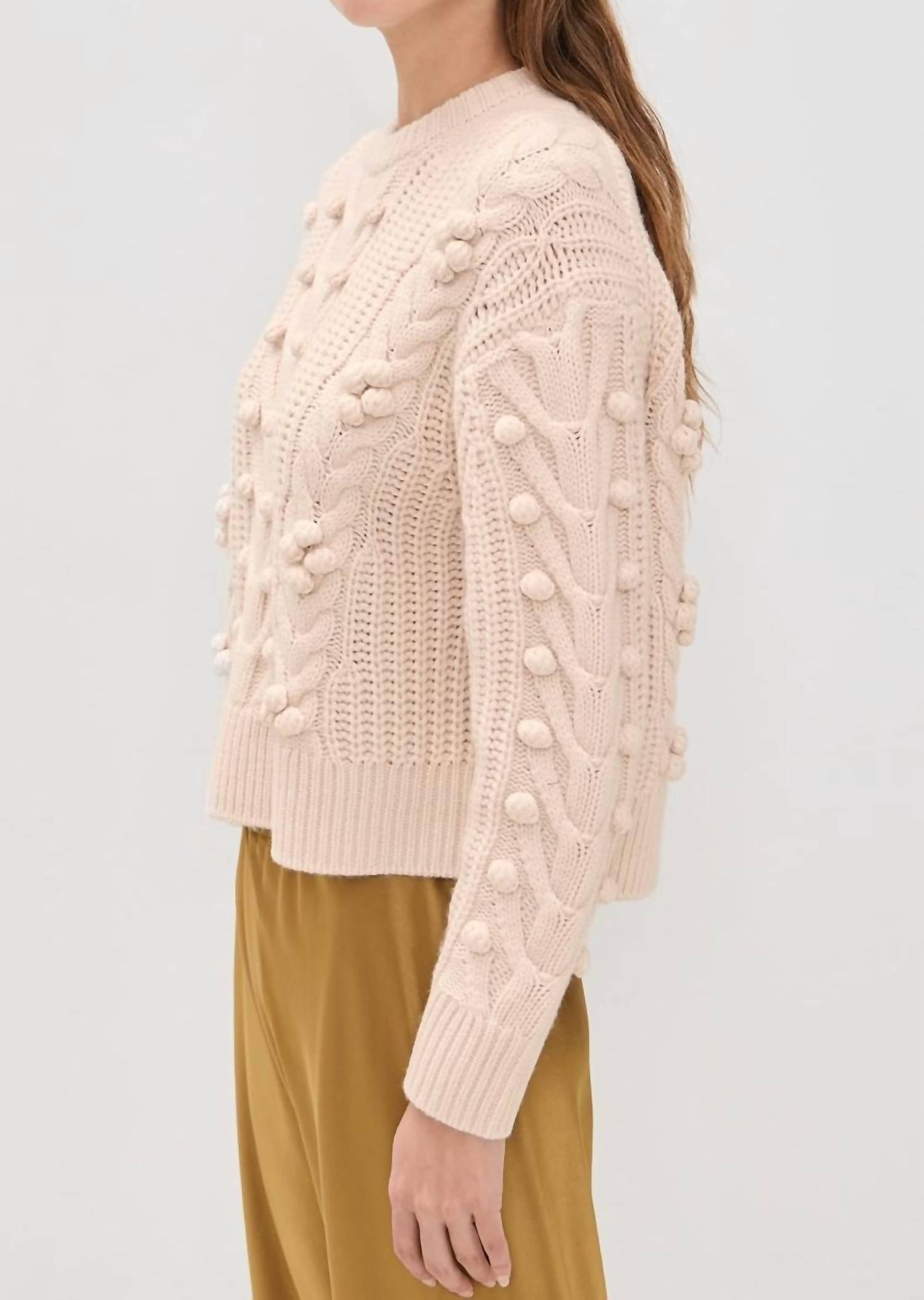 Ulla Johnson Indra Cable Knit Pullover Sweater in alabaster - women's sweater - alternate view