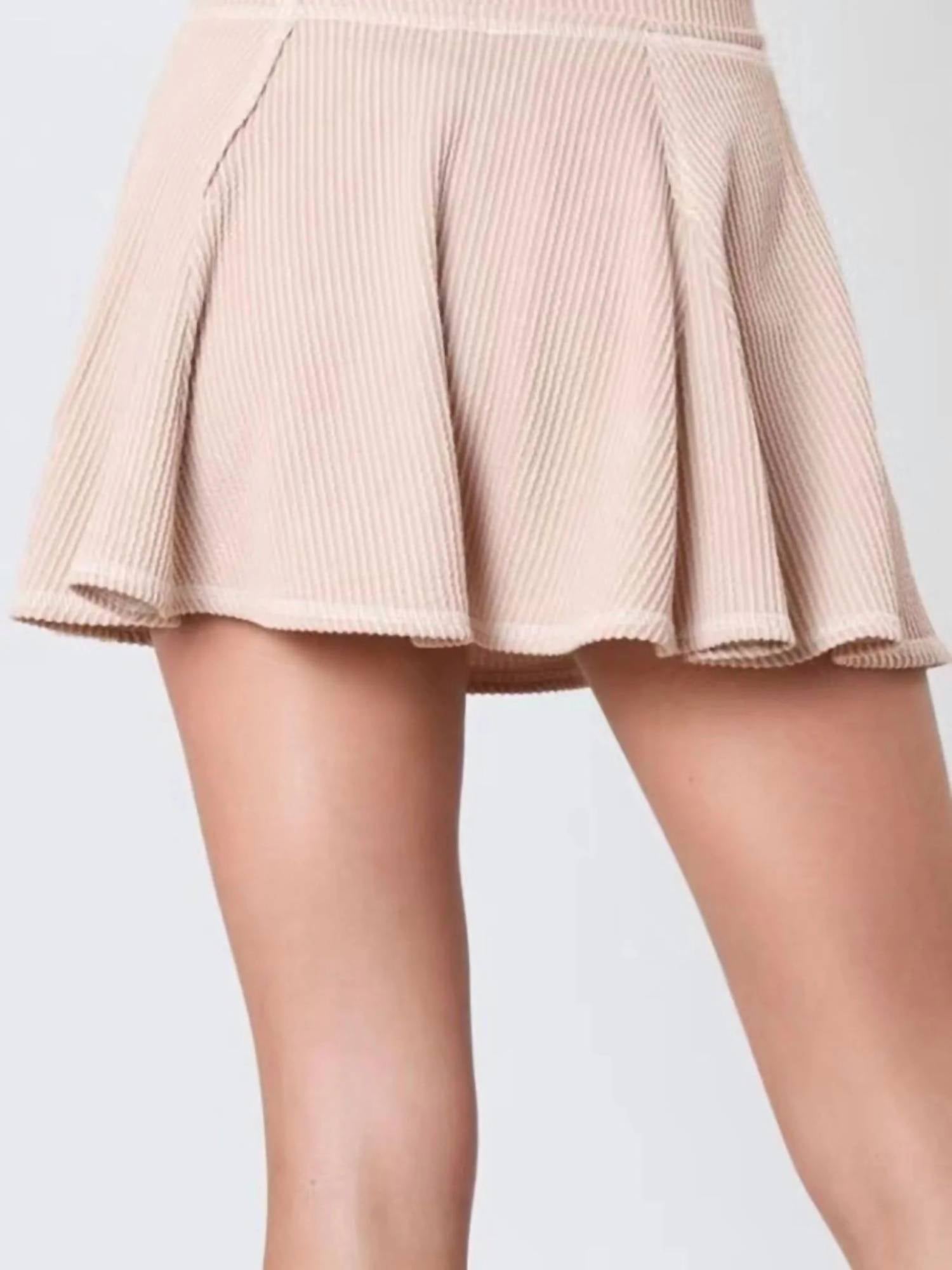 Trendsi - Ribbed Knit Balloon Sleeve Top and Skirt Set