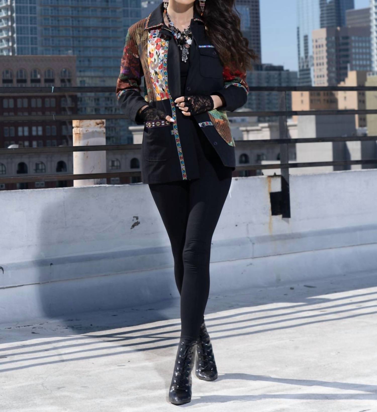 Adore - Belted Mix Media Jacket