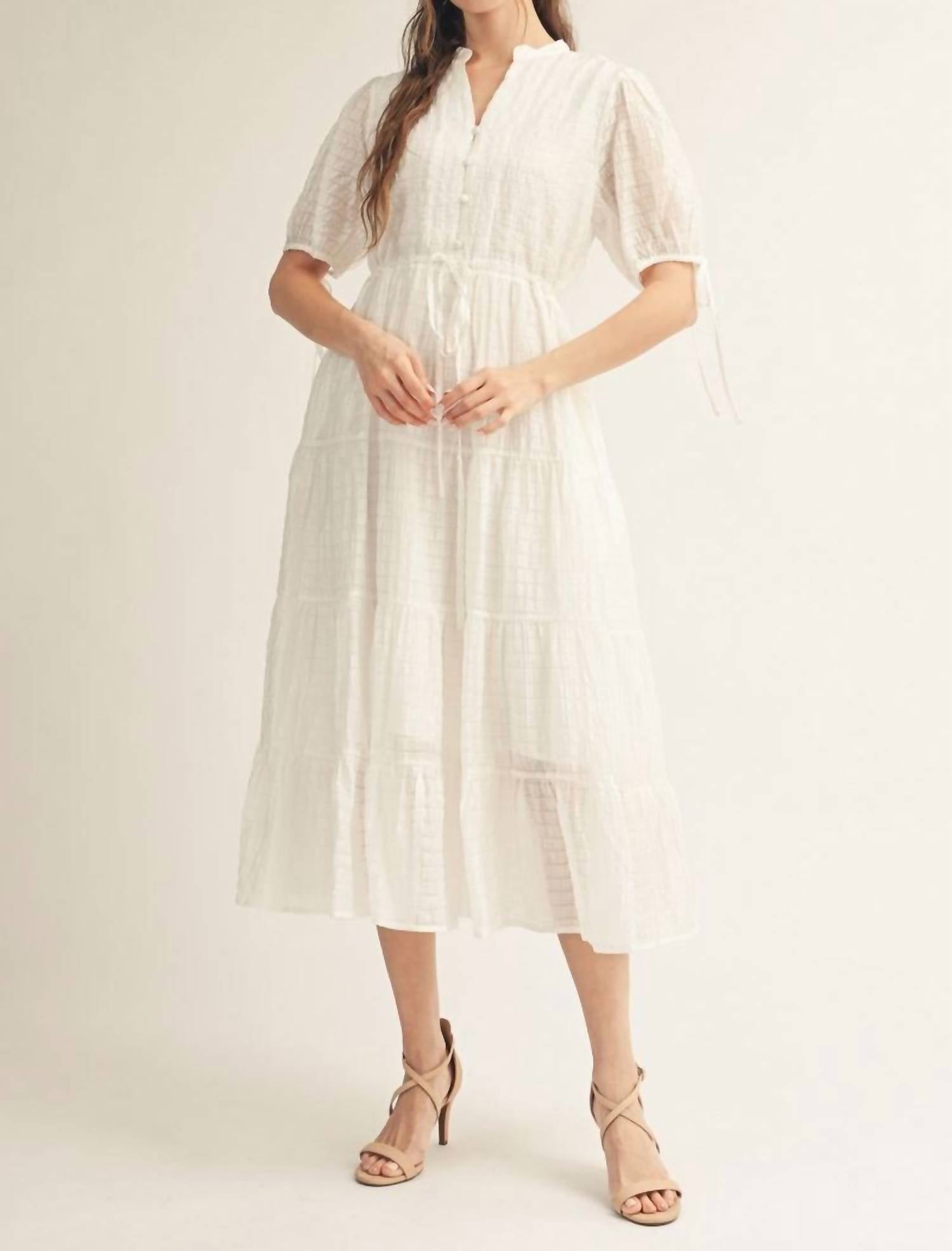 Jodifl Tiered Drawstring Dress in white - women's dress