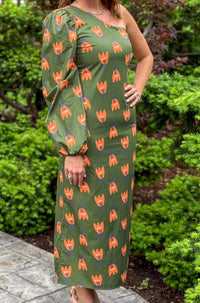 Karlie Garden Muse One-Shoulder Dress in green - women's dress - detail view