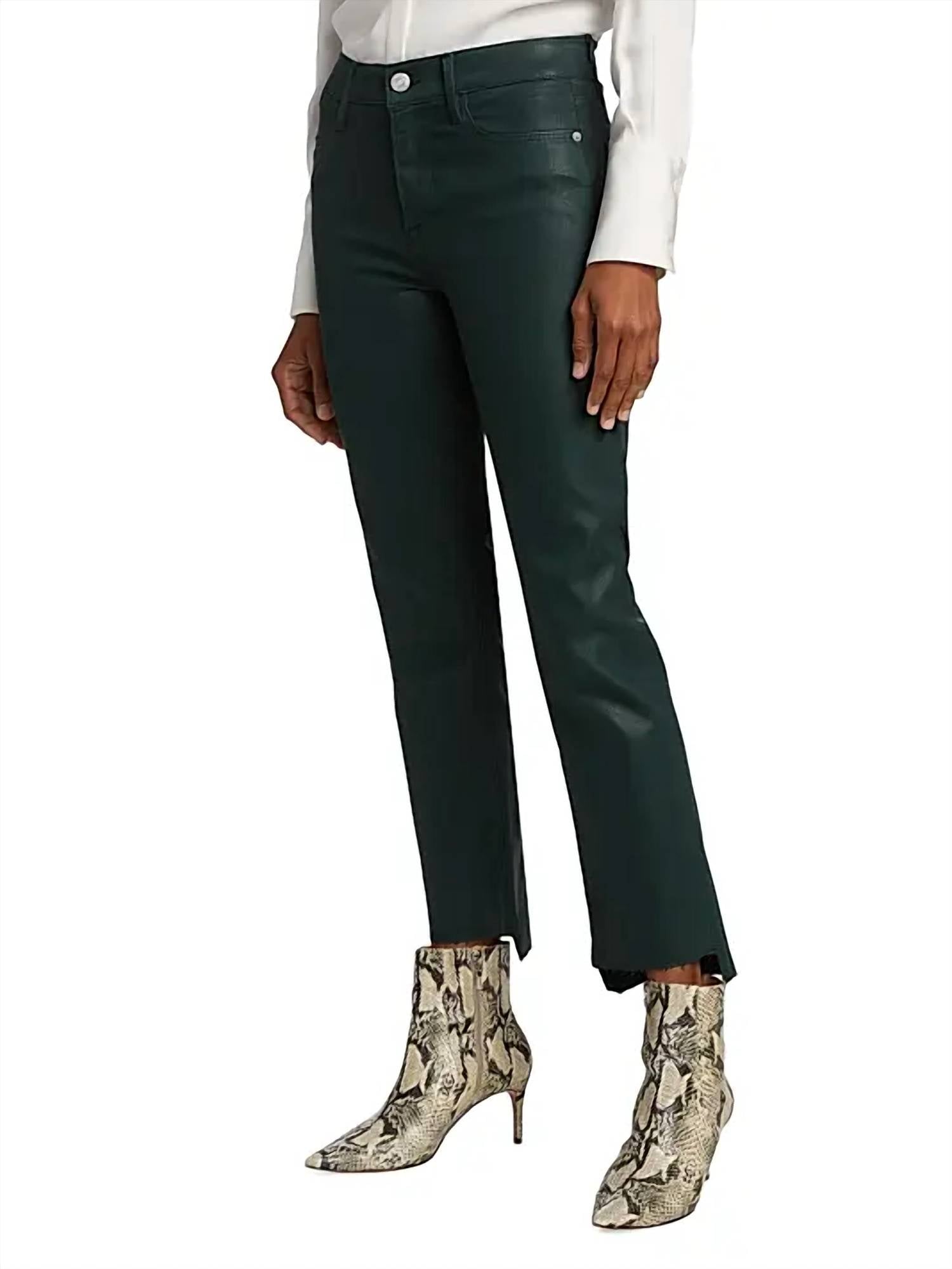 Frame - Le High Straight Raw Stagger Coated Jeans