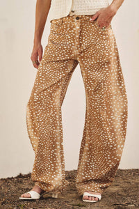 Urban Daizy - Bambi Deer Print Wide Leg Denim Pants