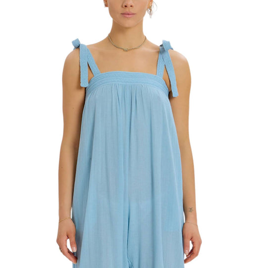 Something Navy - Tie Shoulder Wide Leg Jumpsuit