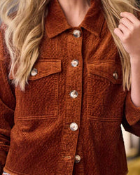 TRIBAL Crop Denim With Pockets Shacket - Plus in pumpkin spice - women's jacket - alternate view