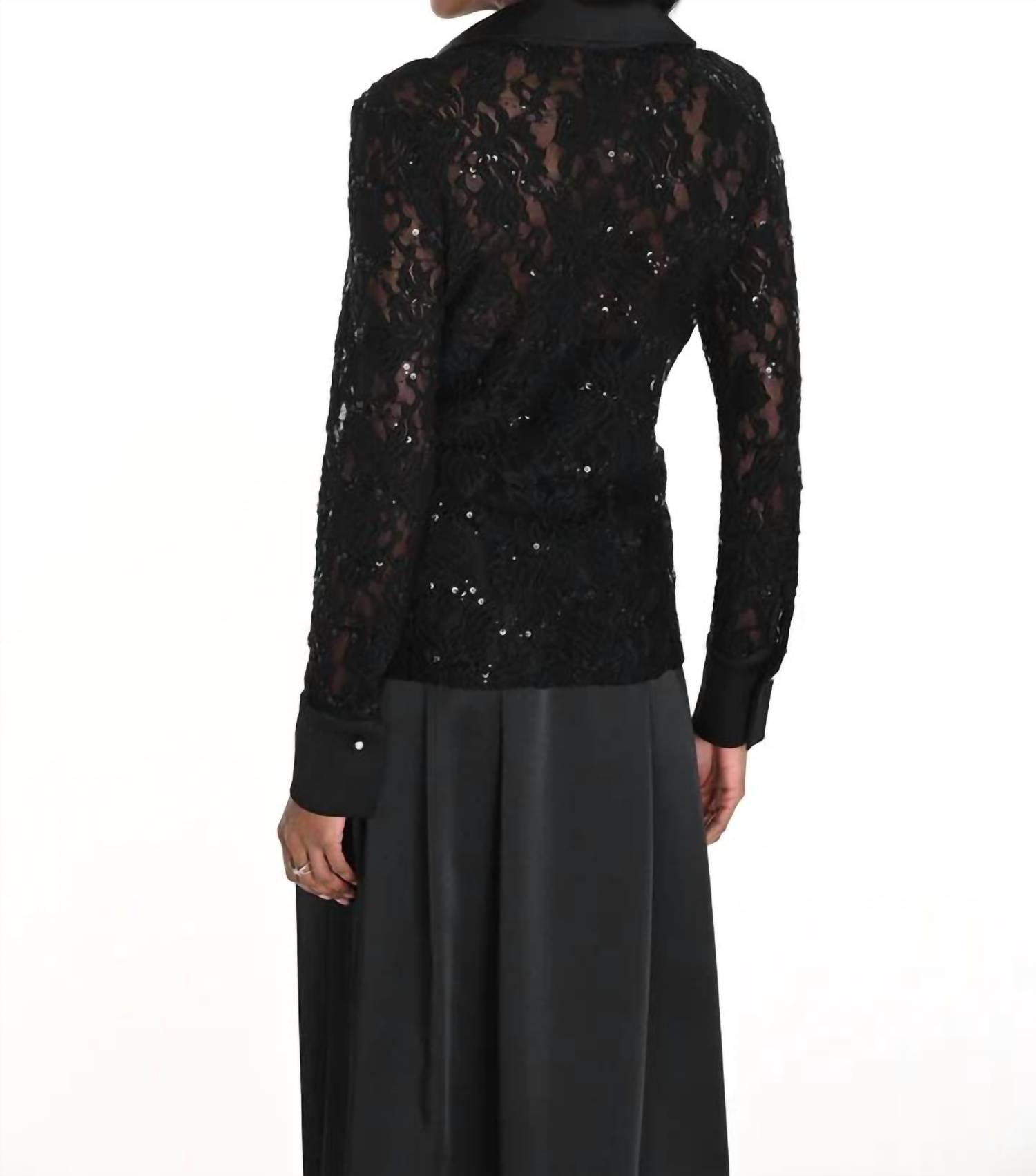 Frank Lyman - Lina Lace And Sparkle Long Sleeve Blouse