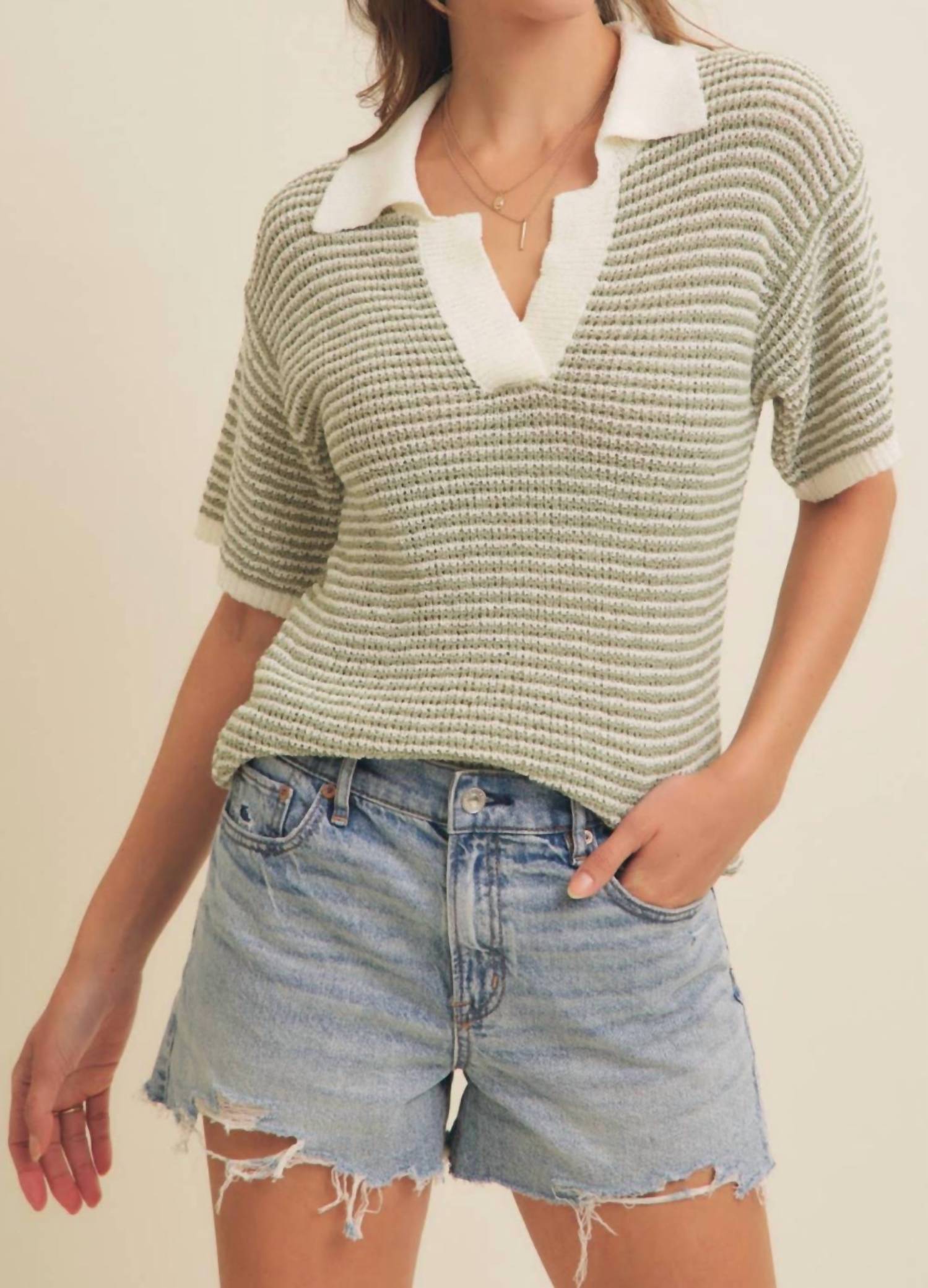 In February - Lightweight Boucle Stripe Sweater