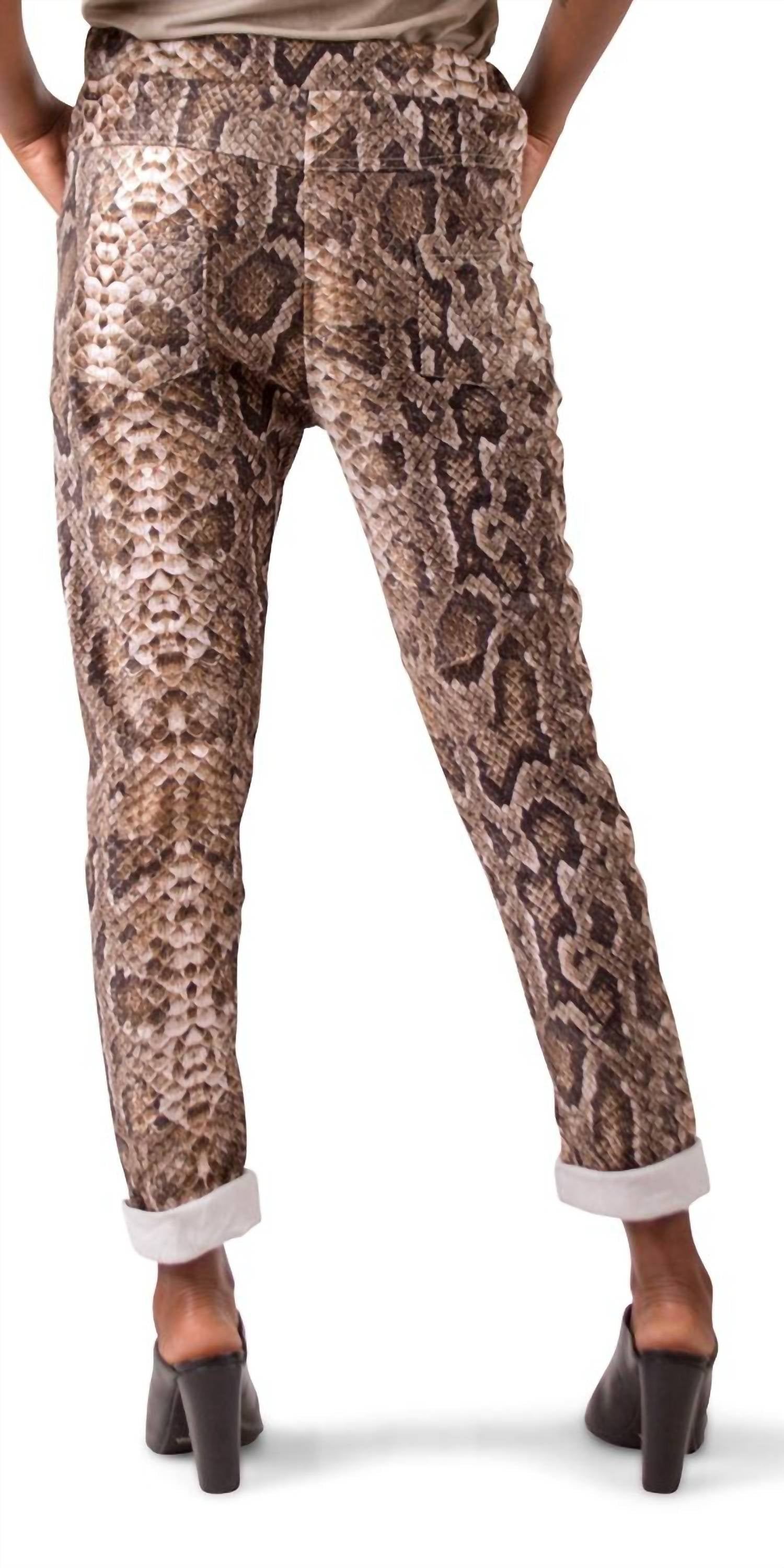 Gigi Moda - Snake Print Tie-waist Pants