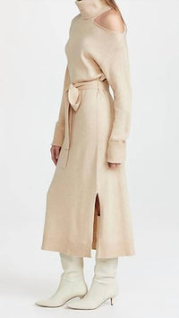 Paige - Raundi Turtleneck Wool Blend Midi Casual Dress