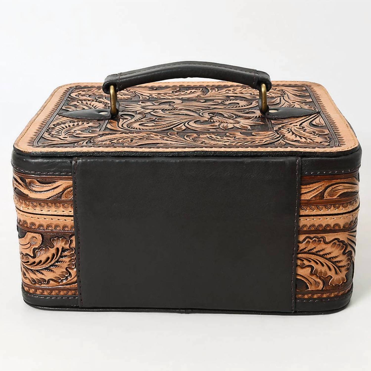 Ls Western - Hand-Tooled Western Leather Jewelry Case with Lock