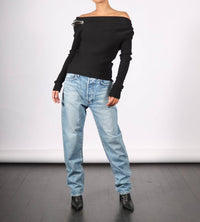 A.W.A.K.E. Mode - Off Shoulder Sweater With Spoon Brooch