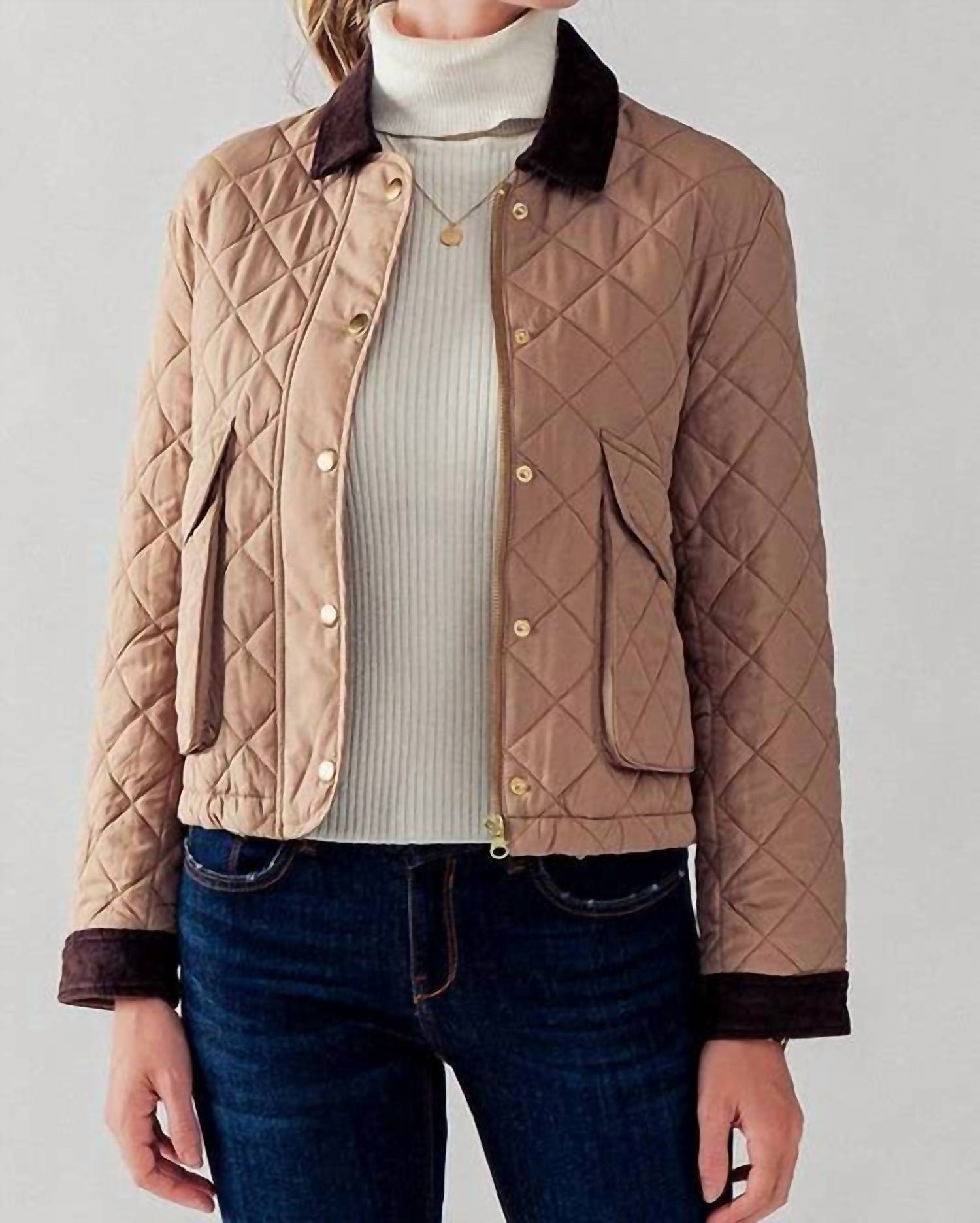 Love Tree - Barn Quilted Padded Jacket with Corduroy Trim
