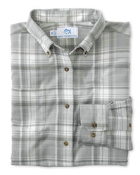 SOUTHERN TIDE Flannel Intercoastal Avondale Plaid Heather Sportshirt in ultimate grey - men's shirt - detail view