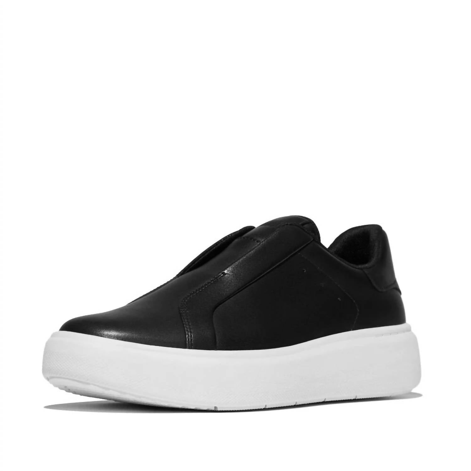 fitflop Women's Leather Slip-on Sneakers in black - women's sneaker - alternate view