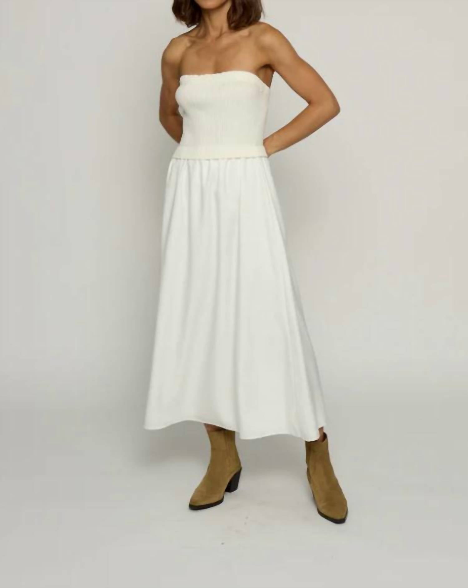 Central Park West - Strapless Tube Dress With Woven Maxi Skirt