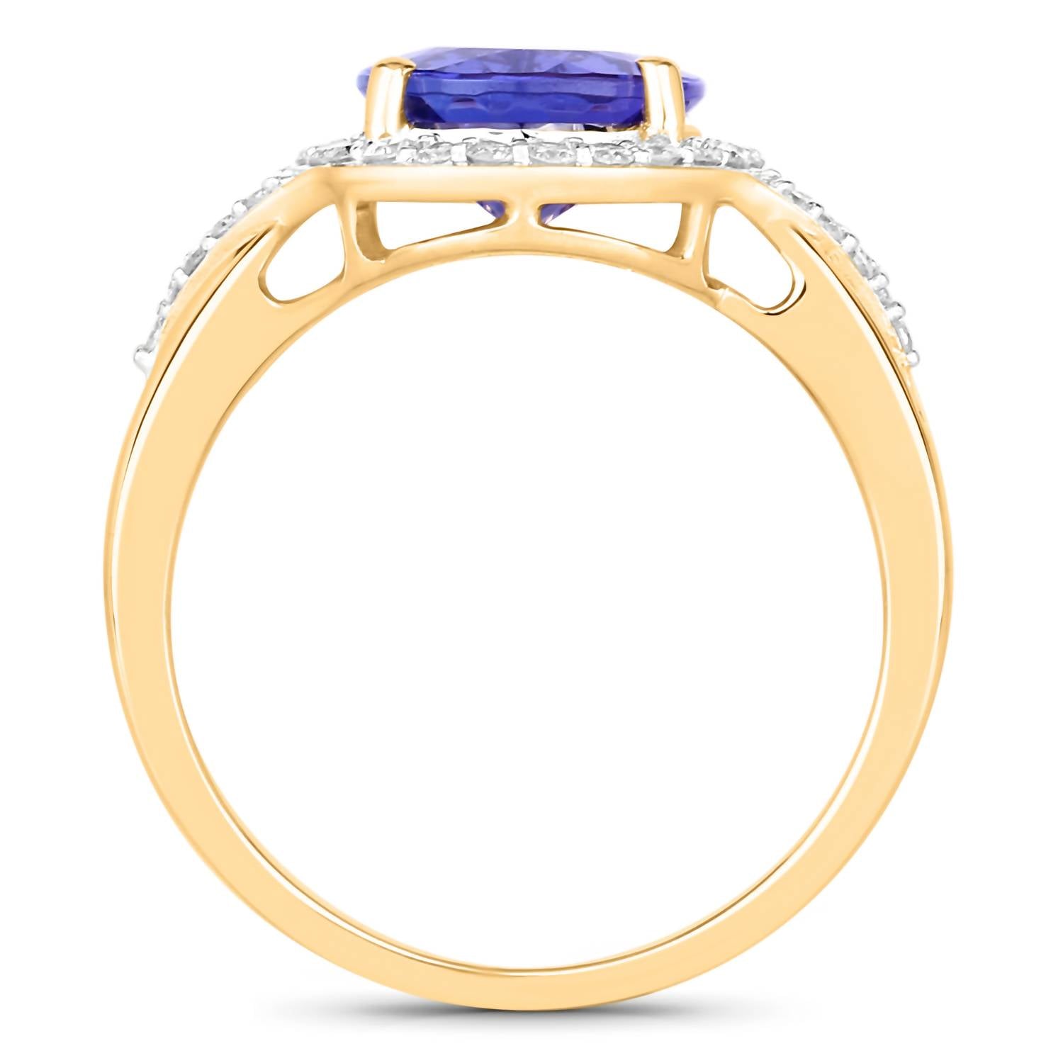 Diana M Jewels Women's Oval Natural Tanzanite Fashion Ring (3.21 Ct) - Signature Plus in 14k yellow gold - women's jewelry - detail view