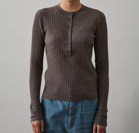 Soeur - Buffalo Ribbed Long Sleeve Henley Top