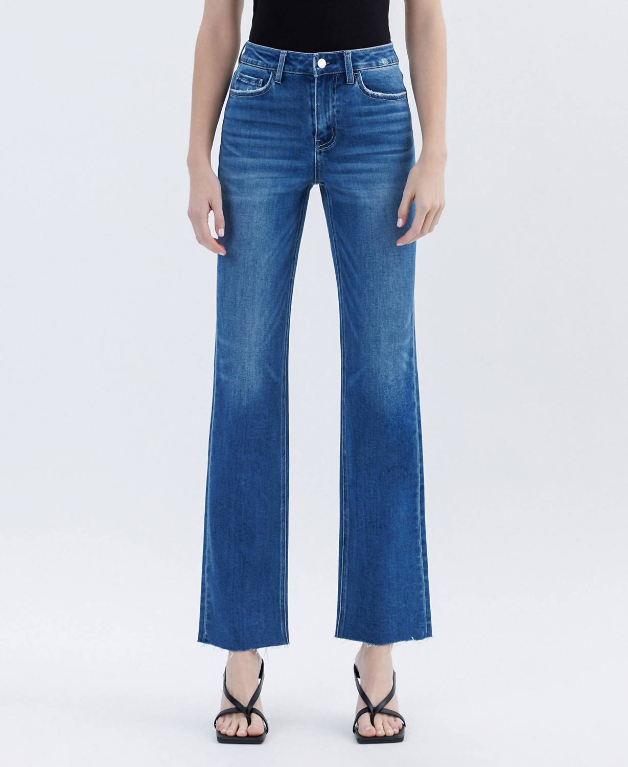 Flying Monkey - High Rise Straight Raw Hem Jeans