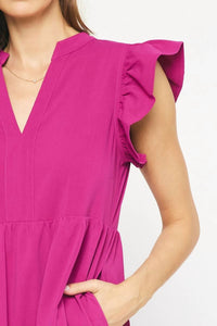 entro Ruffled Pocket Tiered Midi Dress in violet - women's dress - view 5