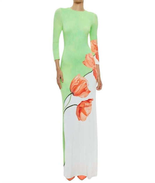 Alice + Olivia - Delora Open Back Crew Neck Maxi Dress