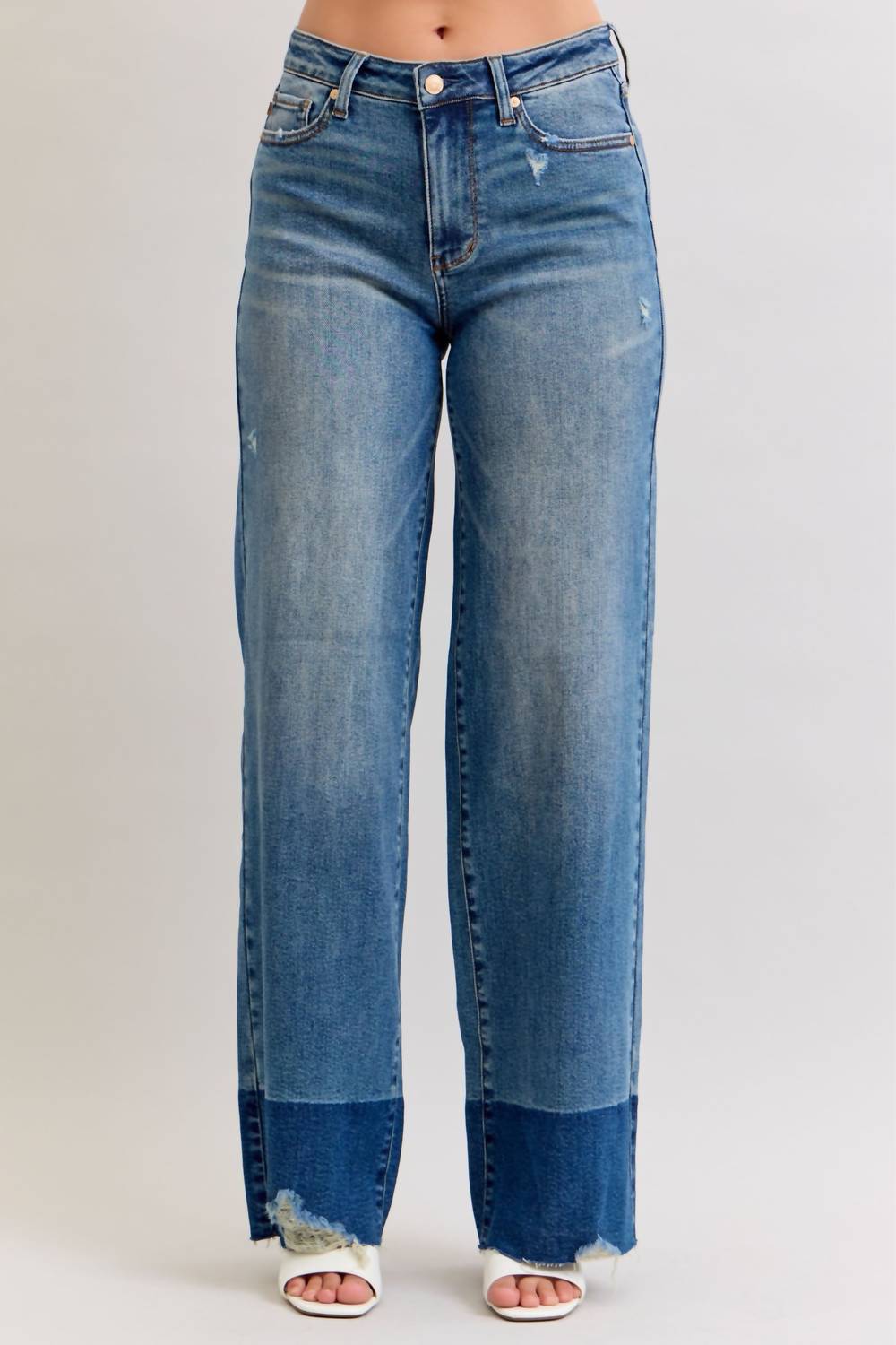 Judy Blue High Rise Column Straight Leg Jean in blue - women's jeans
