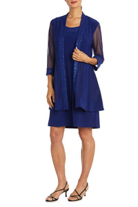 R&M Richards - Shimmery 3/4 Sleeve Jacket & Dress Set