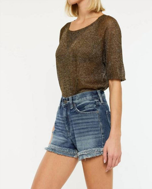 Kancan - Frayed Hem Denim Shorts