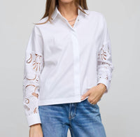 Hinson Wu Sophie Long Sleeve Embroidered Eyelet Shirt in embroidery white - women's shirt