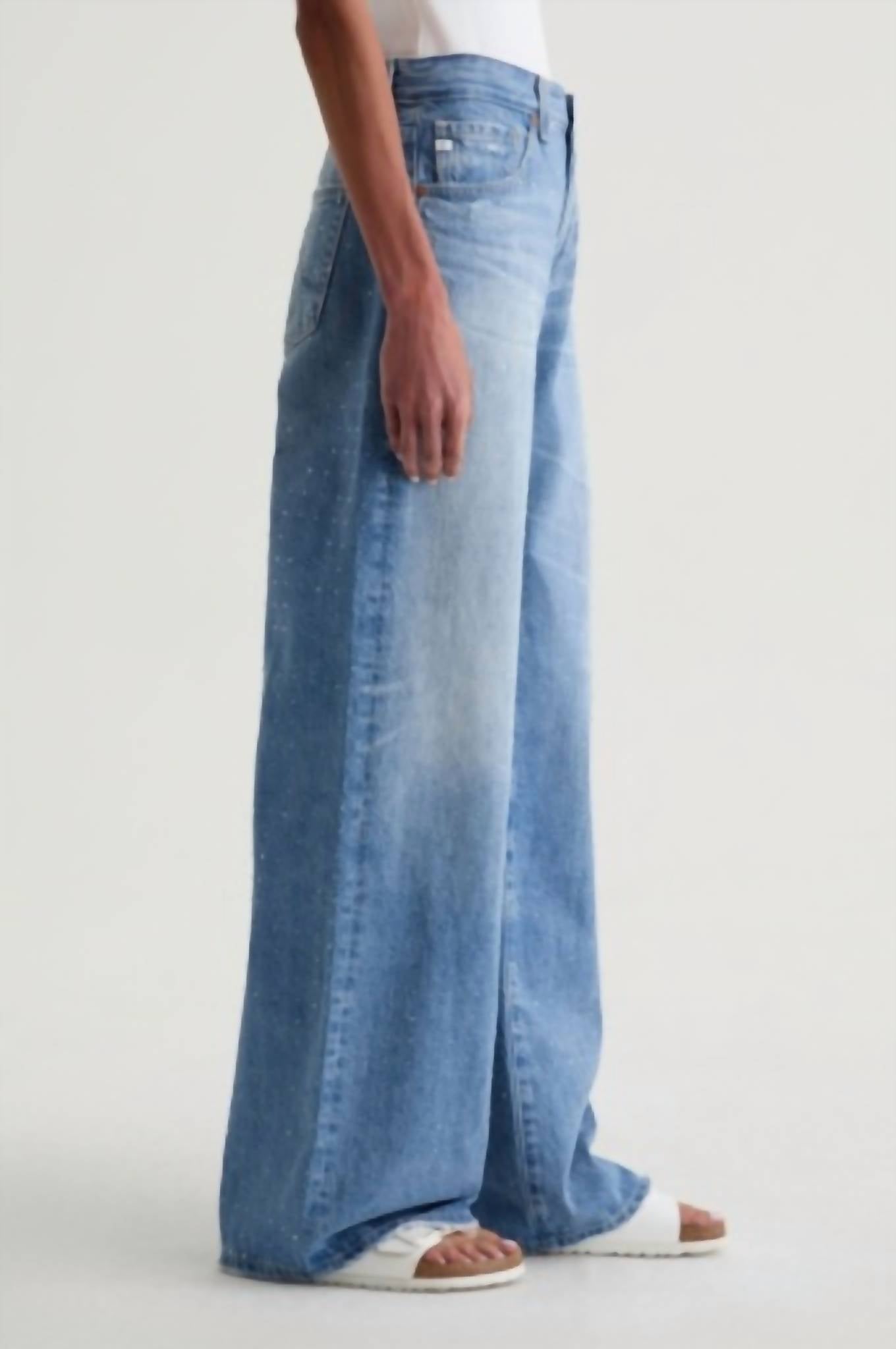 Ag Jeans - Adria Embellished Low-rise Wide Leg Jean