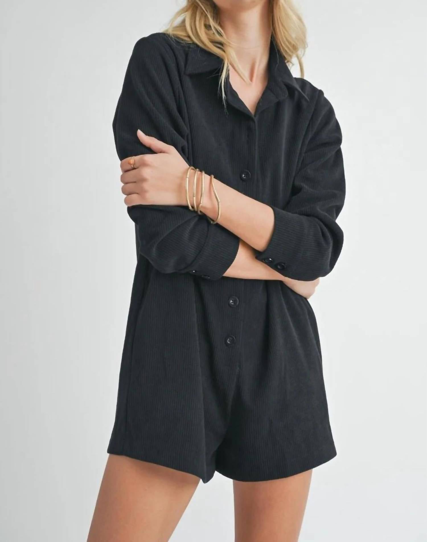 Sadie & Sage - Long Sleeve Corduroy Romper