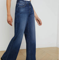 L'Agence Alicent Wide Leg Jeans in trenton - women's jeans - detail view