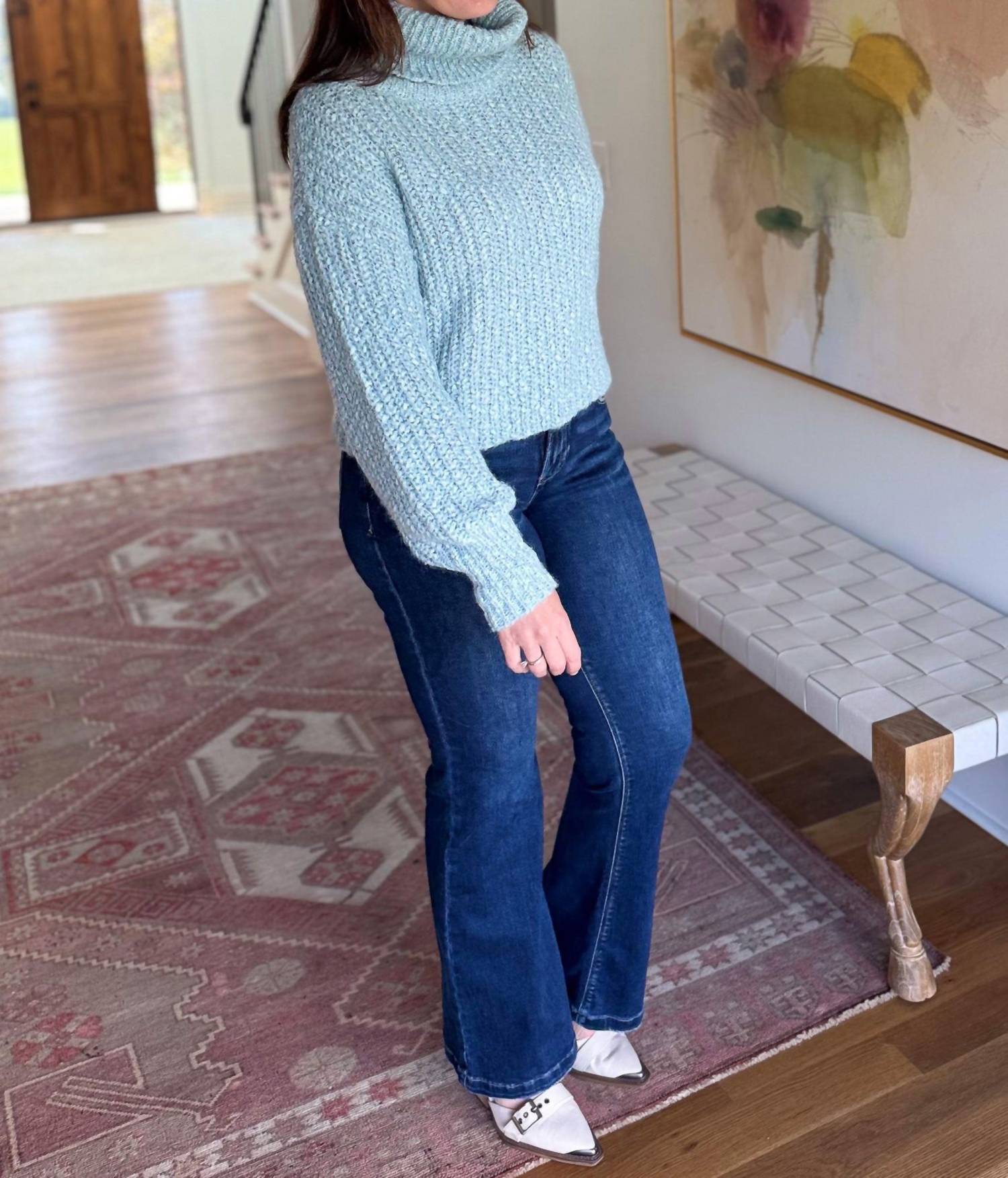 mystree Seaside Chic Cropped Sweater in blue - women's sweater - detail view