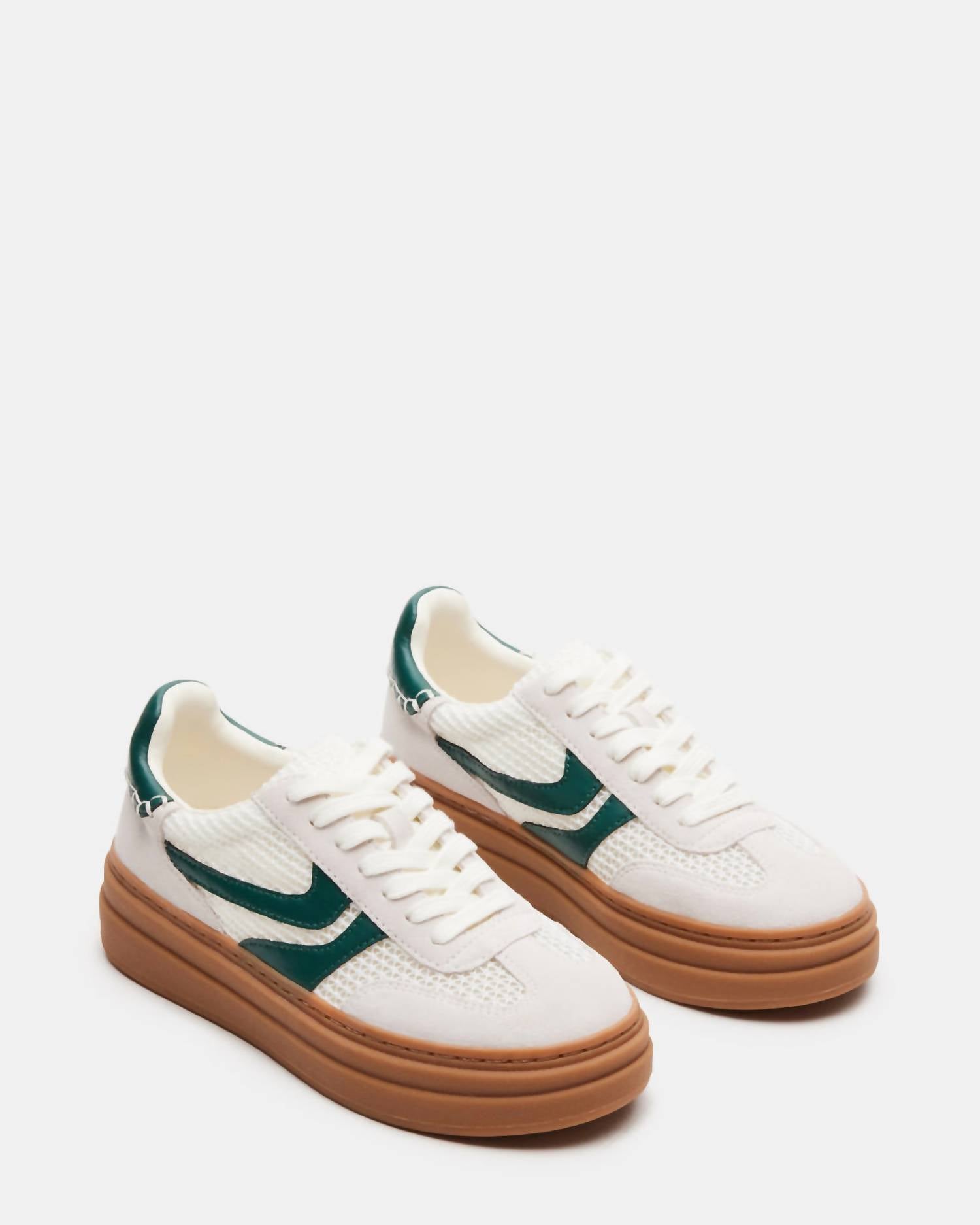 STEVE MADDEN Women's Dodge Sneaker Shoe in white green - women's sneaker