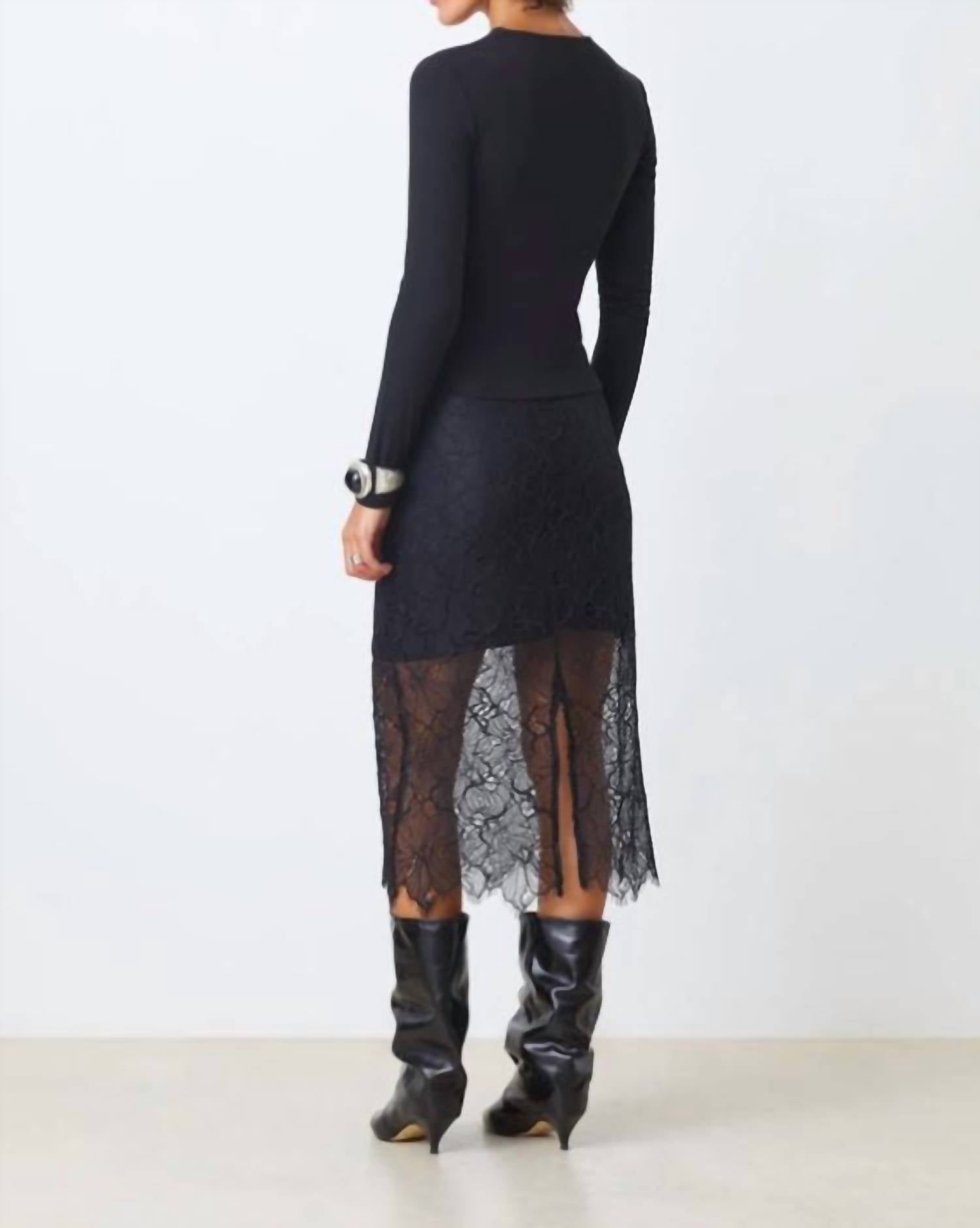 Suncoo Faye Skirt in noir - women's skirt - detail view