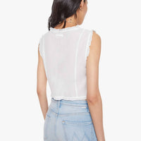 Mother Sweetheart Sleeveless Scoop Neck Blouse in bright white - women's blouse - detail view