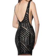 Jovani - Embellished Plunging Cocktail Dress