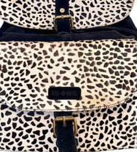 Jane Marie Women's Monroe Suede Backpack in black and white - women's bag - detail view