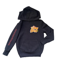 ROWDY SPROUT Girl's Rolling Stones Tongue Hoodie in washed black - kids' shirt