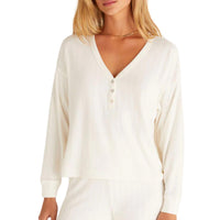 Z Supply Dusk Pointelle Long Sleeve Top in bone - women's long sleeve top
