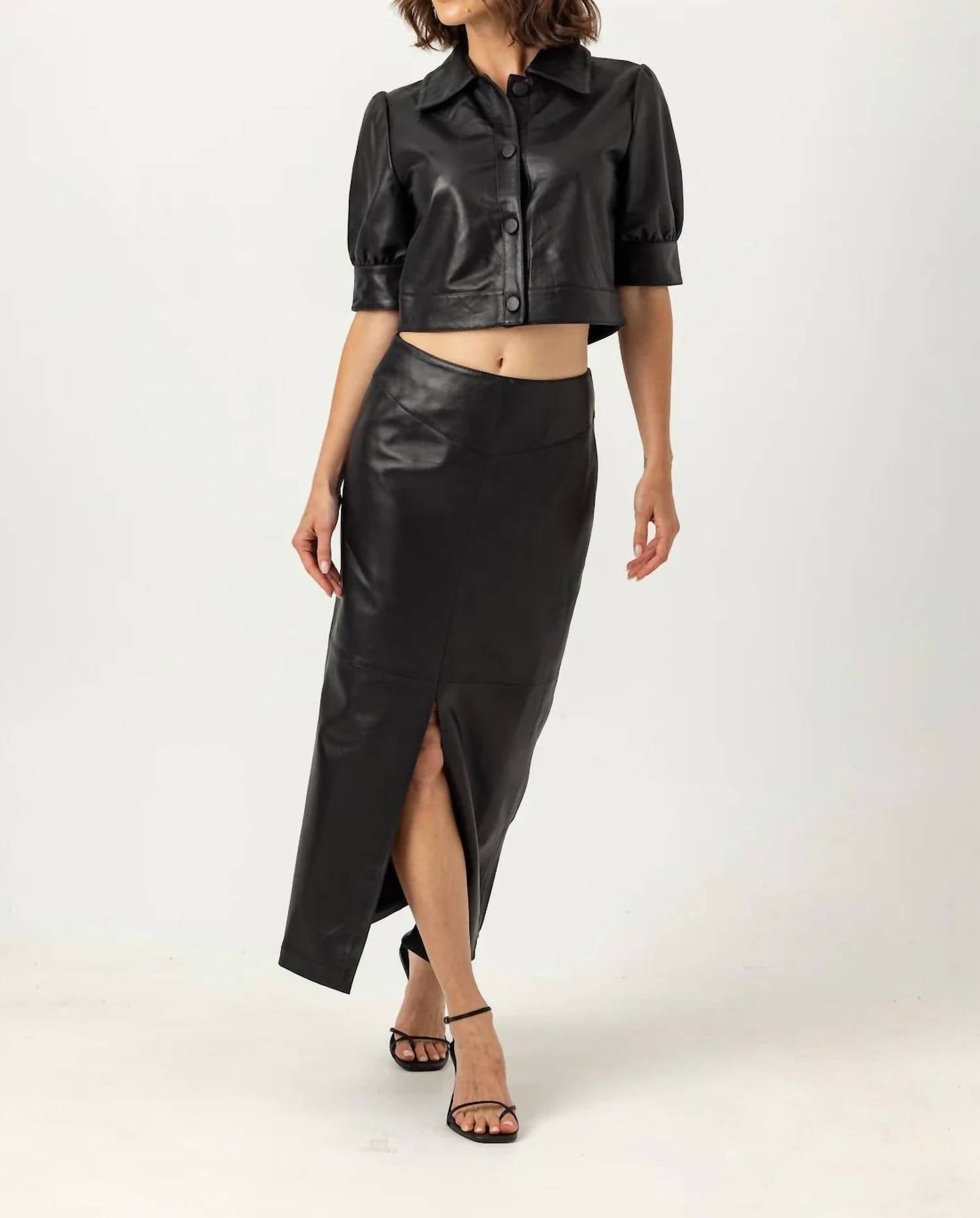 sundays Leather Beaker Skirt in black - women's skirt - detail view