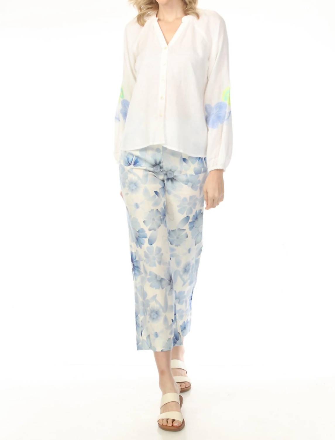 Charlie B - Floral Linen Pants
