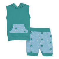 Kickee - Baby's Short Sleeve Hoodie Tank Outfit Set