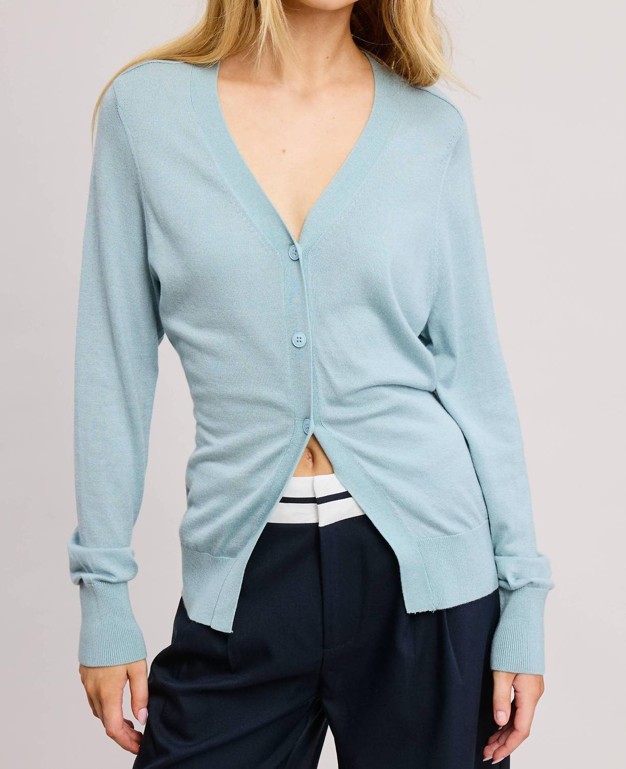 Mimosa - Deep V Split Hem Knit Cardigan