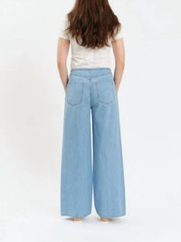 DAZE Madison Mid Rise Wide Leg Jeans in blue - women's jeans - detail view
