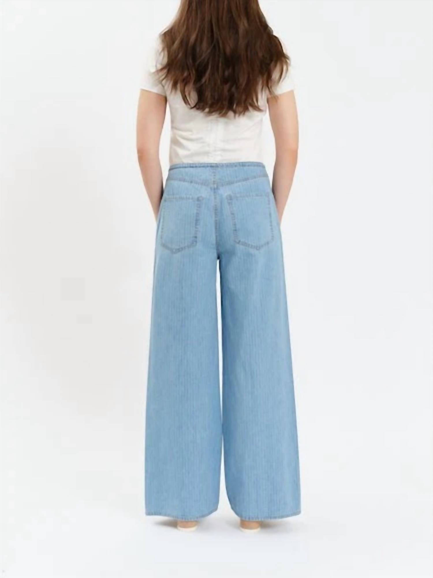 DAZE Madison Mid Rise Wide Leg Jeans in blue - women's jeans - detail view