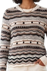 Autumn Cashmere - Pointelle Multi Stripe Crewneck Sweater