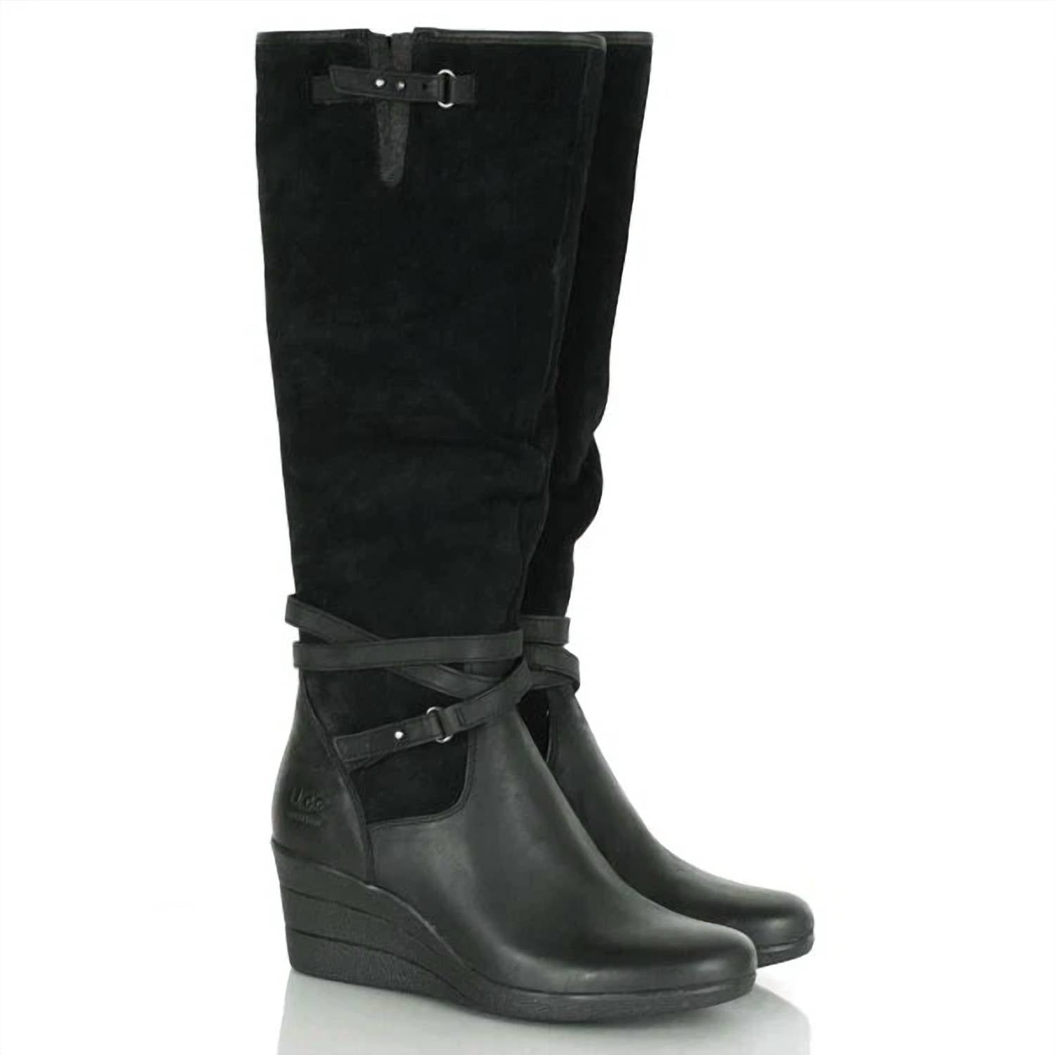 Ugg - Women's Lesley Waterproof Suede Wedge Knee High Boots